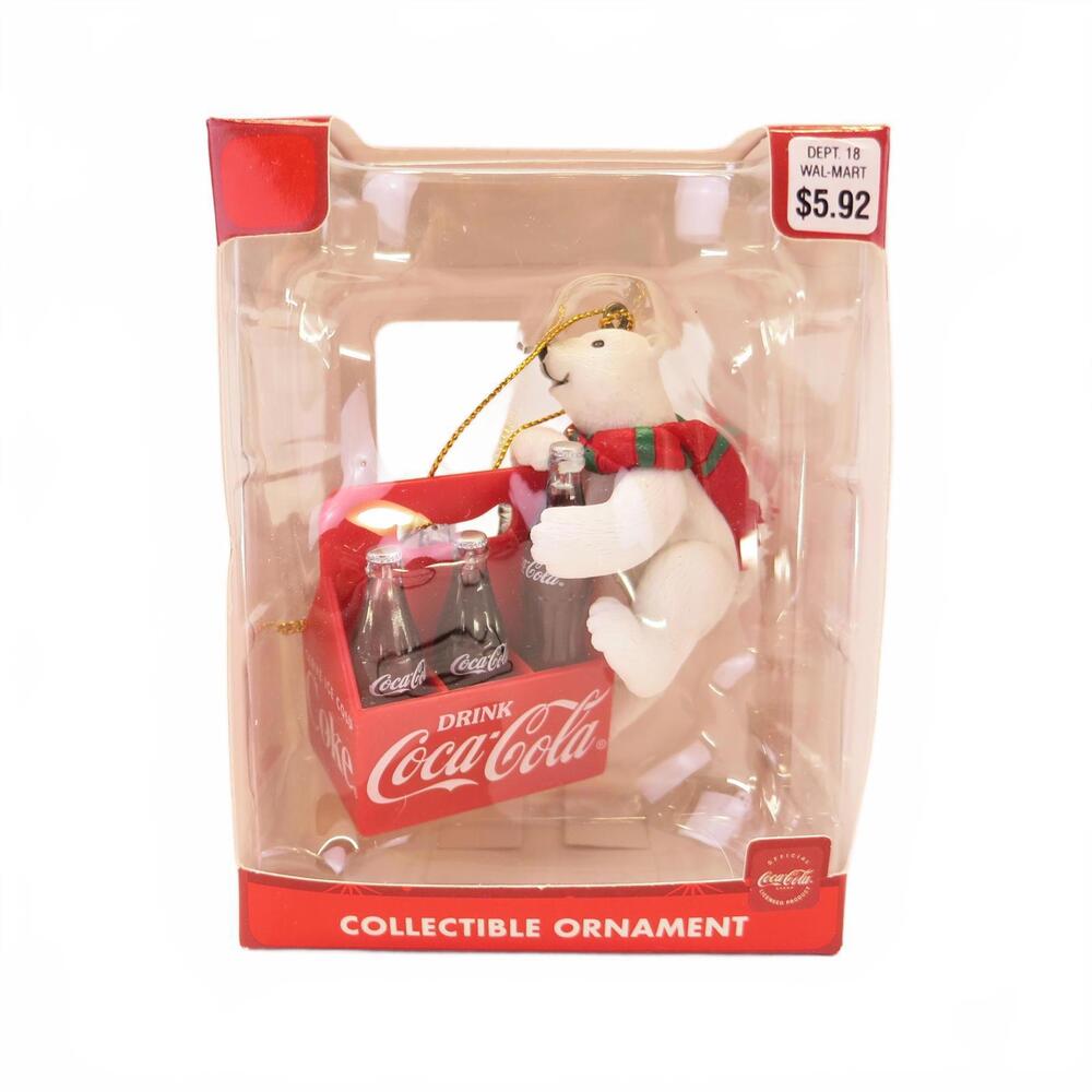 Vintage Trevco Coca-Cola Polar Bear W/Six Pack of Coke Ornament